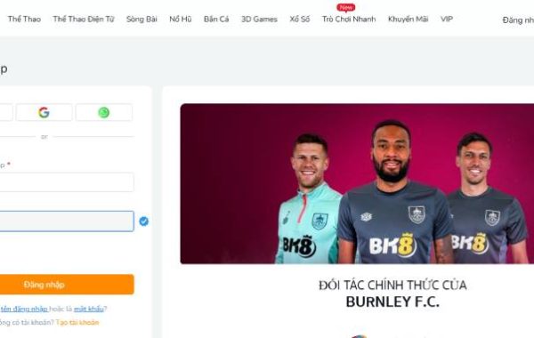 Điền thông tin đăng  nhập BK8